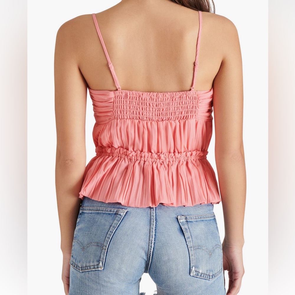 New! Steve Madden Solange Ruched Peplum Camisole Peach Romance True to Size - Picture 15 of 15